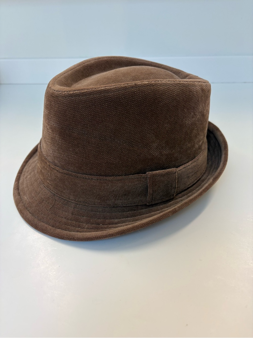 Men's Brown Velvet Fedora  M/L